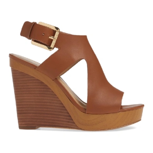Michael Kors Brown Josephine Leather Sandal Wedge - Picture 4 of 9